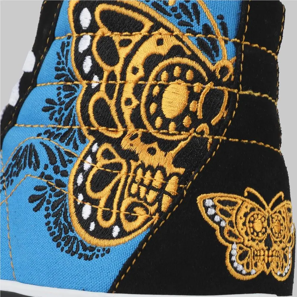 Vans shoes - VANS Sk8-Hi - BLACK / BLUE / GOLD BUTTERFLY SKULL - VN0A32QGBER 1