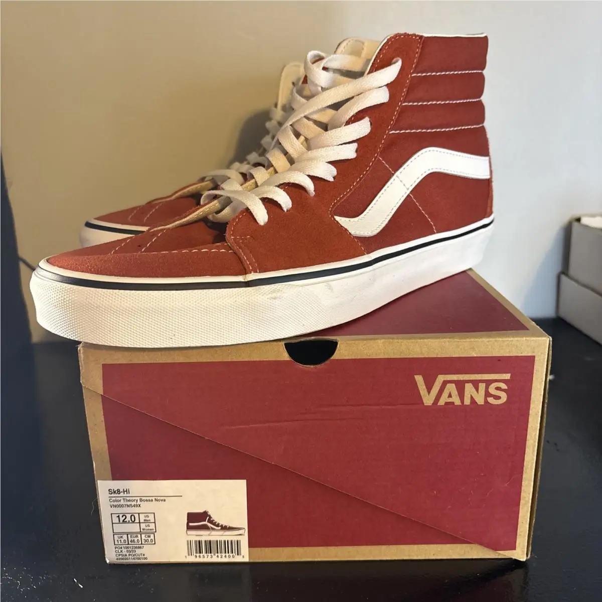 Size 12 - Vans Sk8- High Bossa Nova - Red