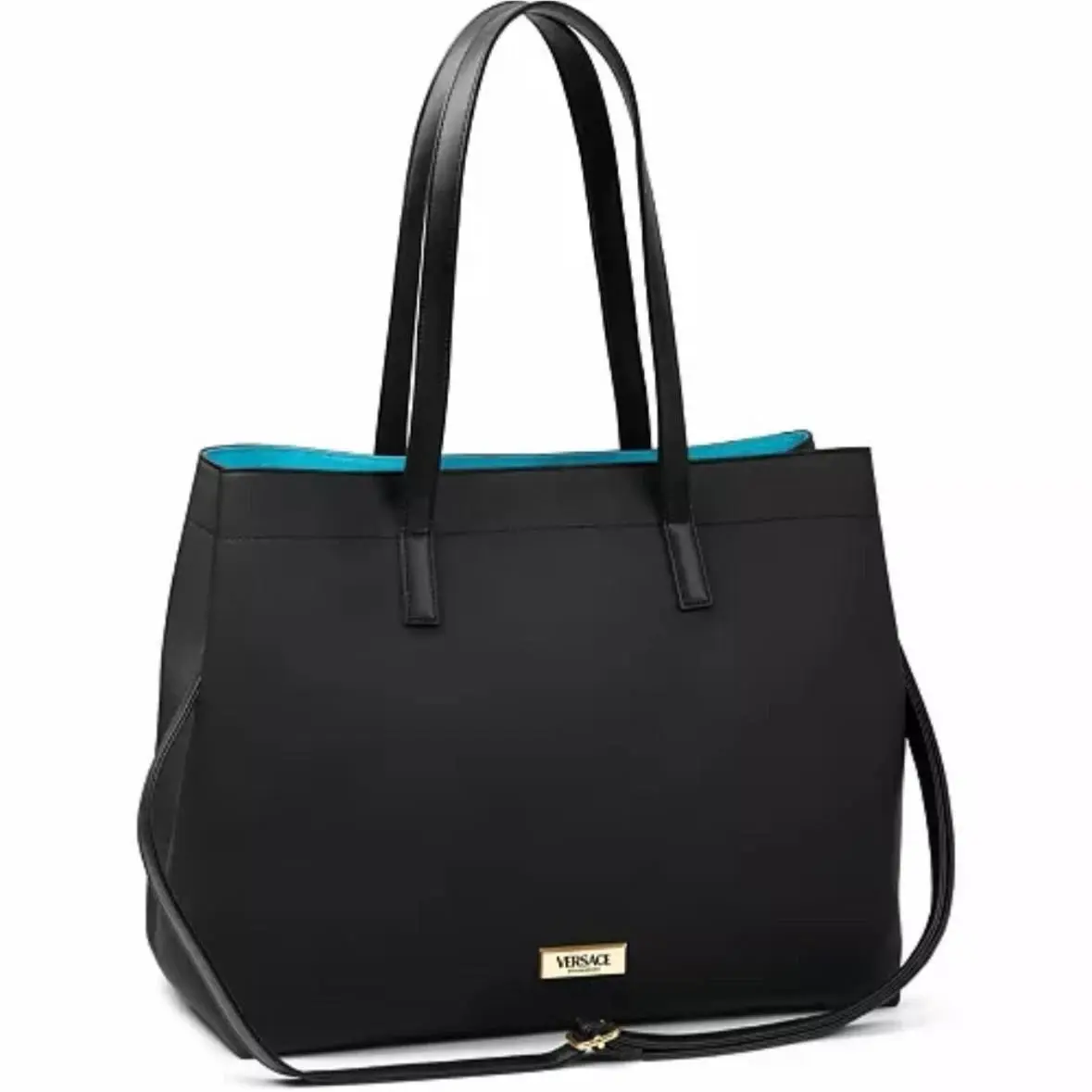 Versace Perfume Fragrance Women Large Tote Shoulder Zipper Bag Black Purse