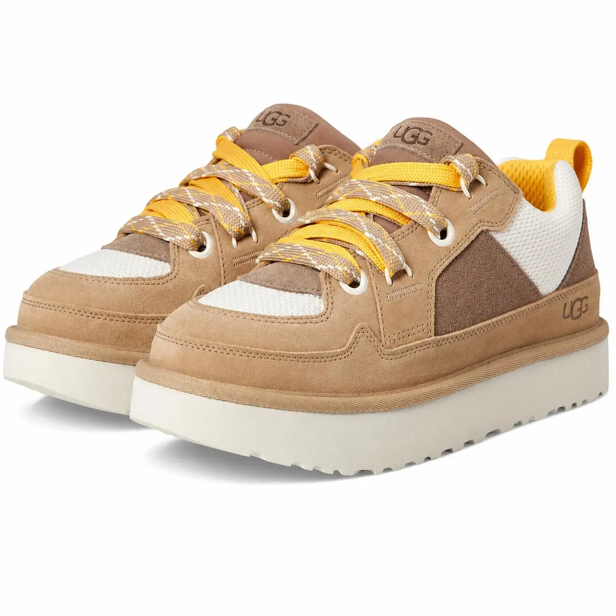 Ugg Lowmel Men’s Suede Platform Sneakers Sand Brown Yellow Lace-up Shoes Size 11