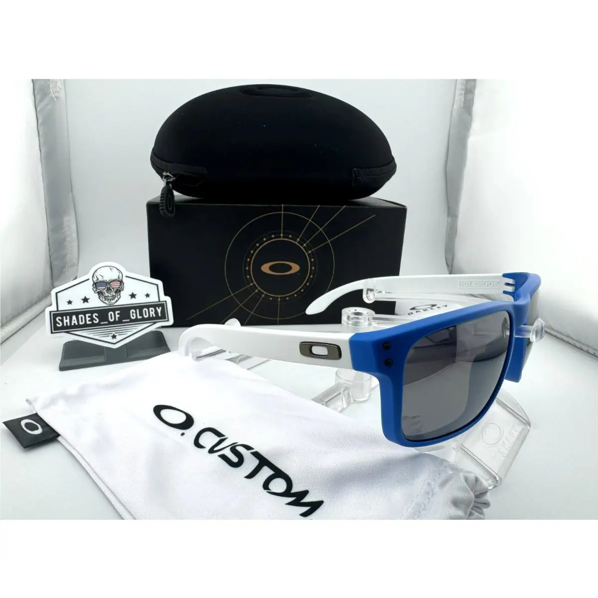 Oakley Holbrook Custom Matte Blue White Prizm Black Iridium Polarized Sunglasses