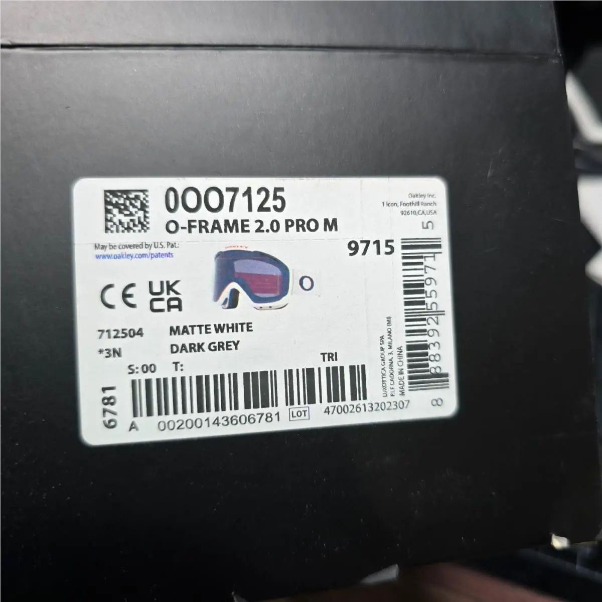 Oakley O Frame 2.0 Pro M Snow Goggles Matte White Dark Grey Box Wear