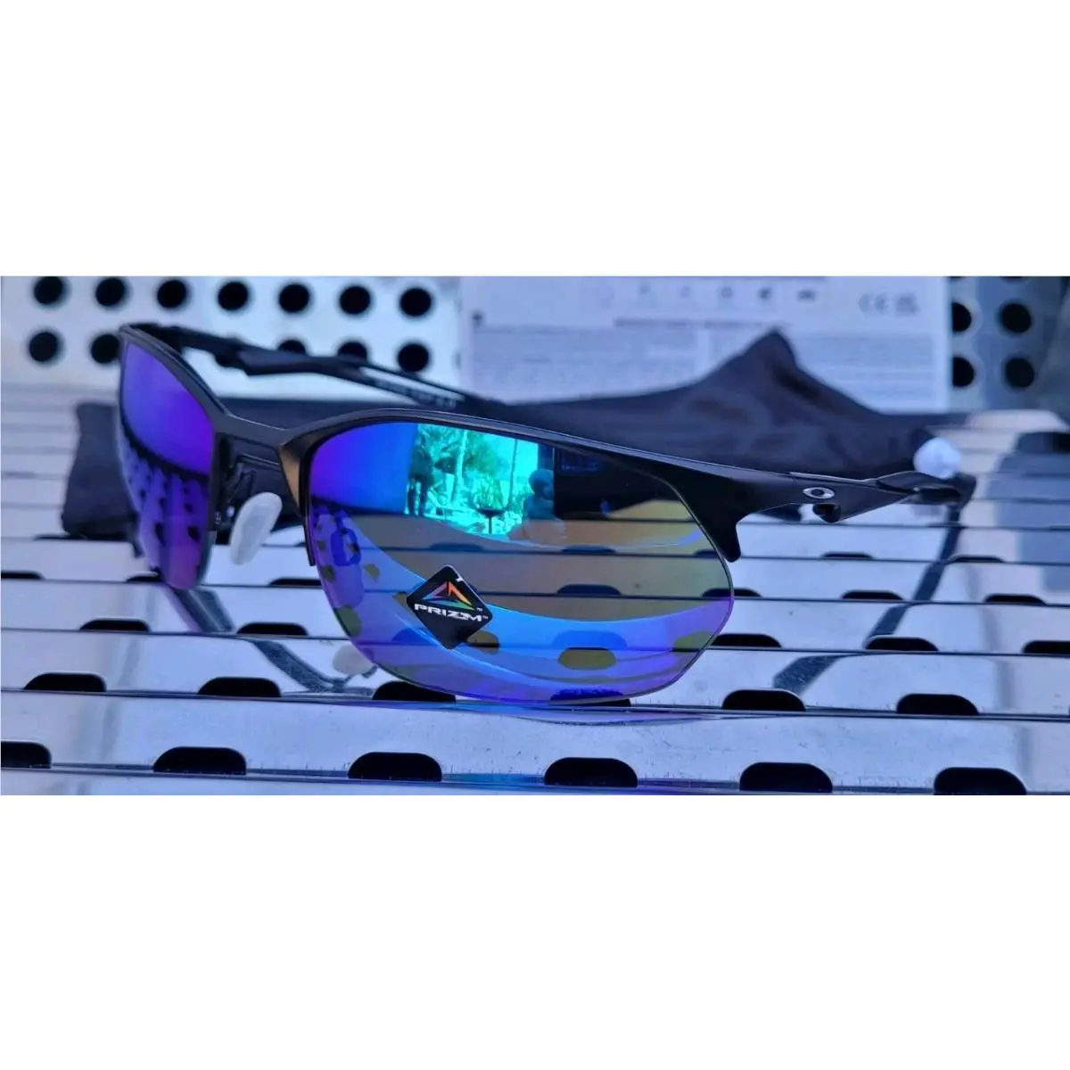 Oakley Wiretap 2.0 4145-0460 Sunglasses Satin Black w/ Prizm Sapphire Lenses