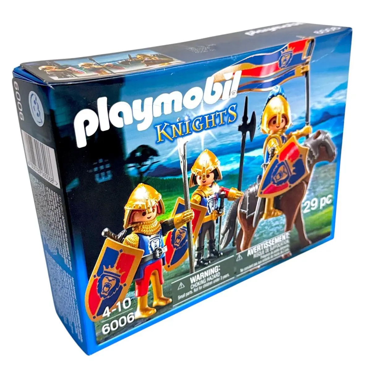 Playmobil Knights 3 Figures Horse Weapons Flag Shields 6006 Rare 29 pc 2013 4+