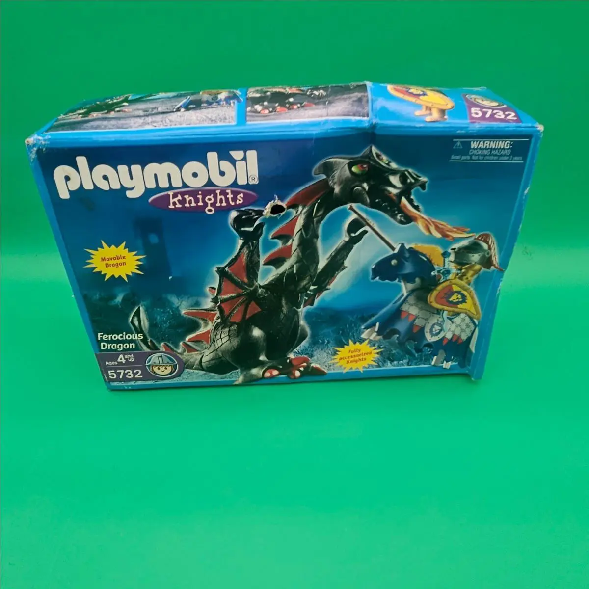 Playmobil Castle Knight Black Red Fire Breathing Dragon Rare - - Box Damage