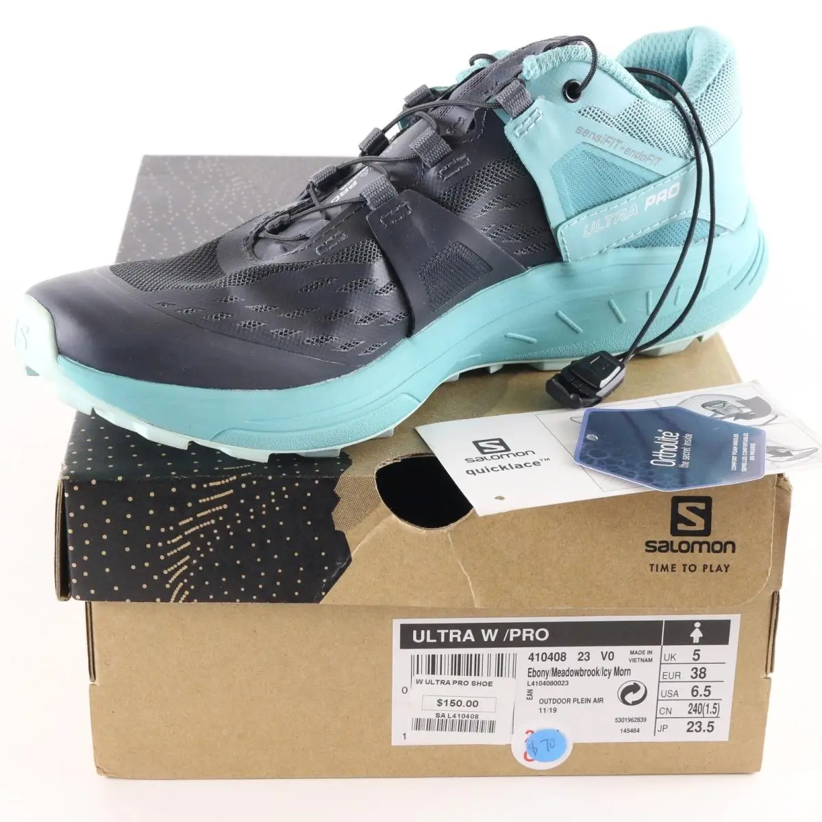 Salomon Ultra W/ Pro Ebony Meadowbrook Icy Womens Trail Running Shoes Size 6.5