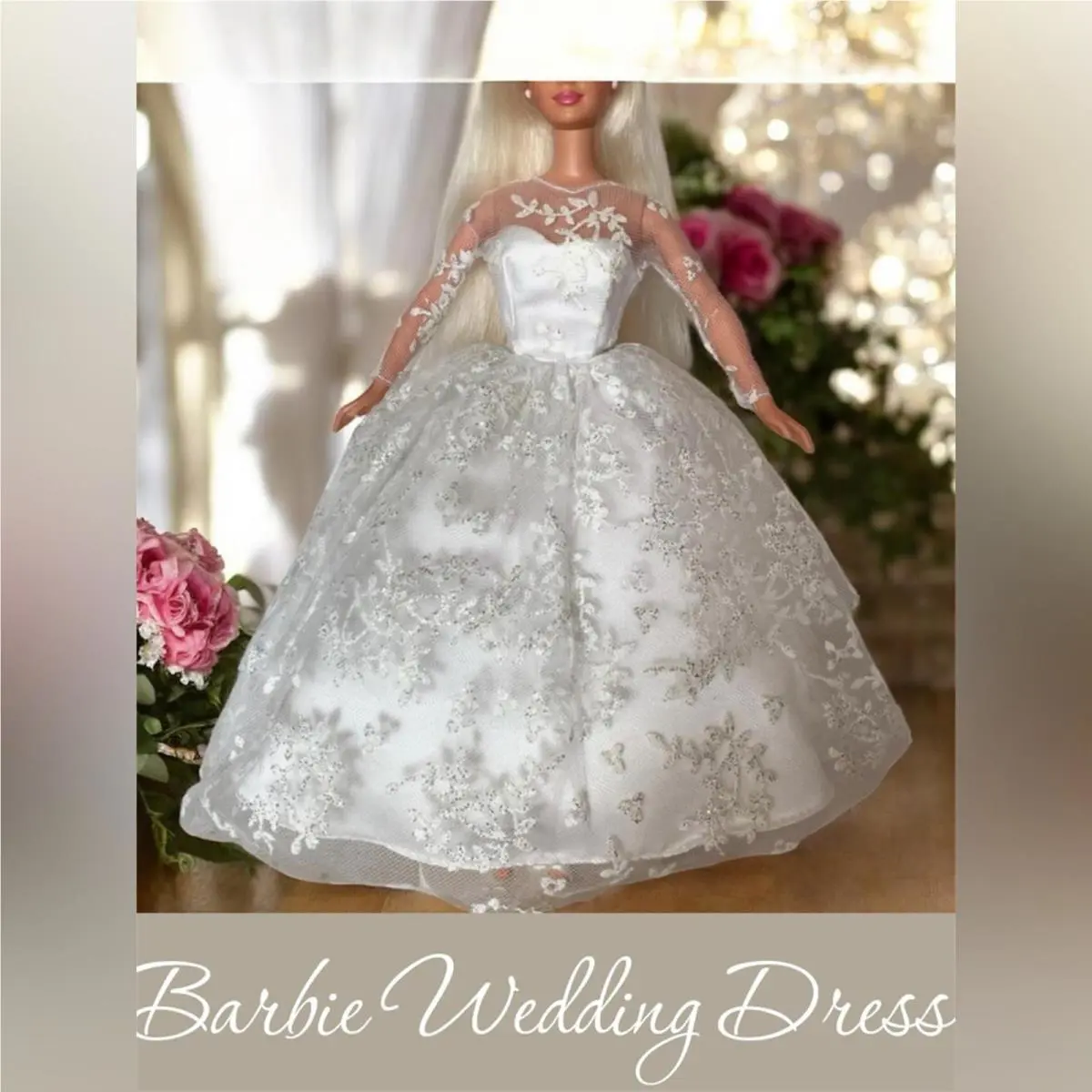 Vintage Elegant 1997 White Lace Barbie Wedding Dress