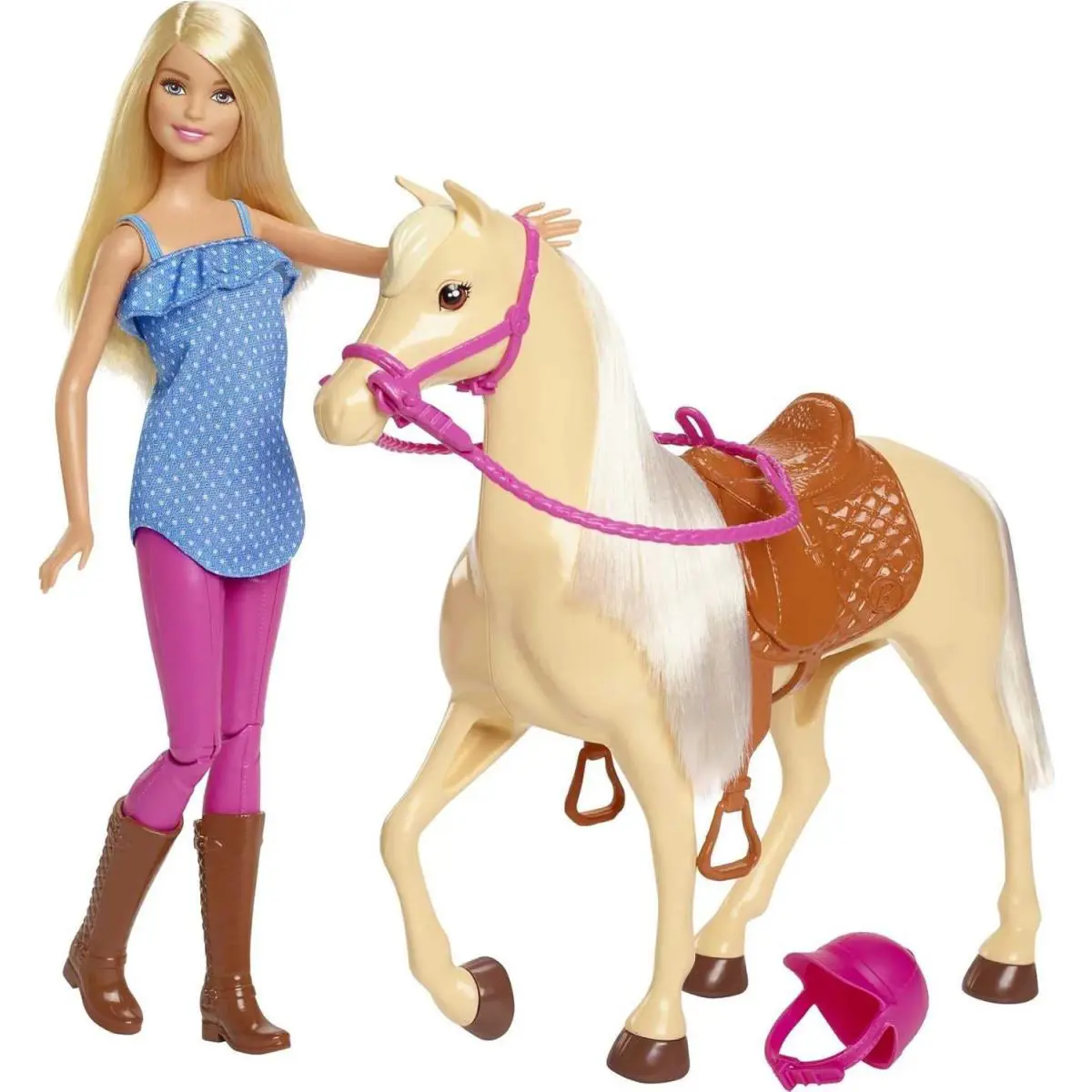 Barbie Playset with Blonde Fashion Doll in Riding Outfit Light Brown Horse