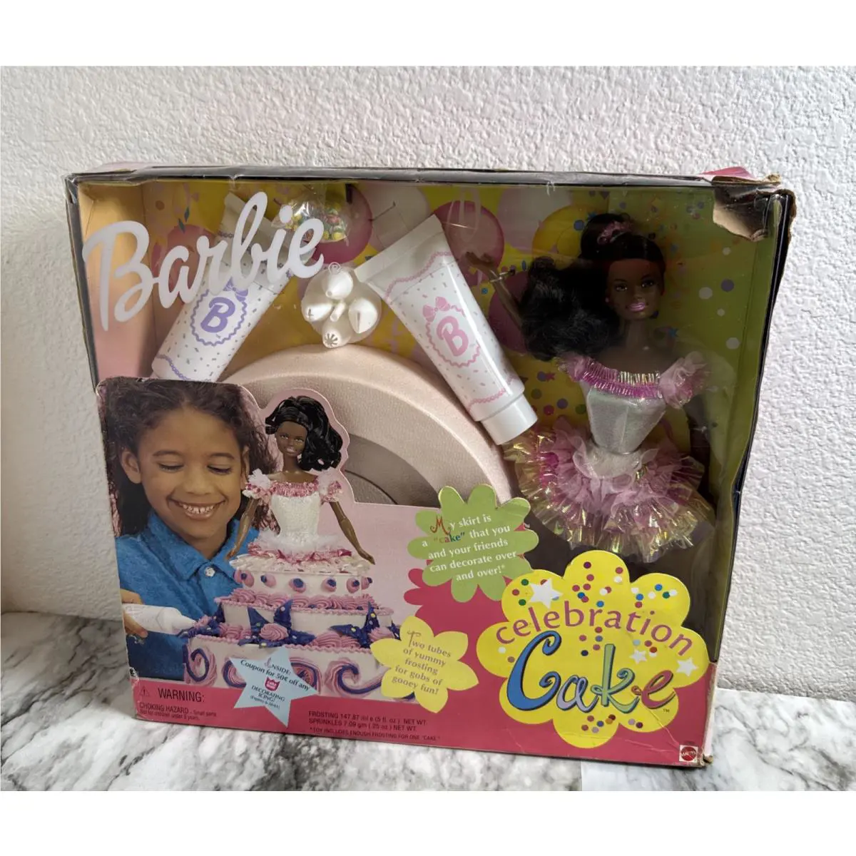 Mattel 1999 Barbie Celebration Cake Decorating Doll Play Set African American