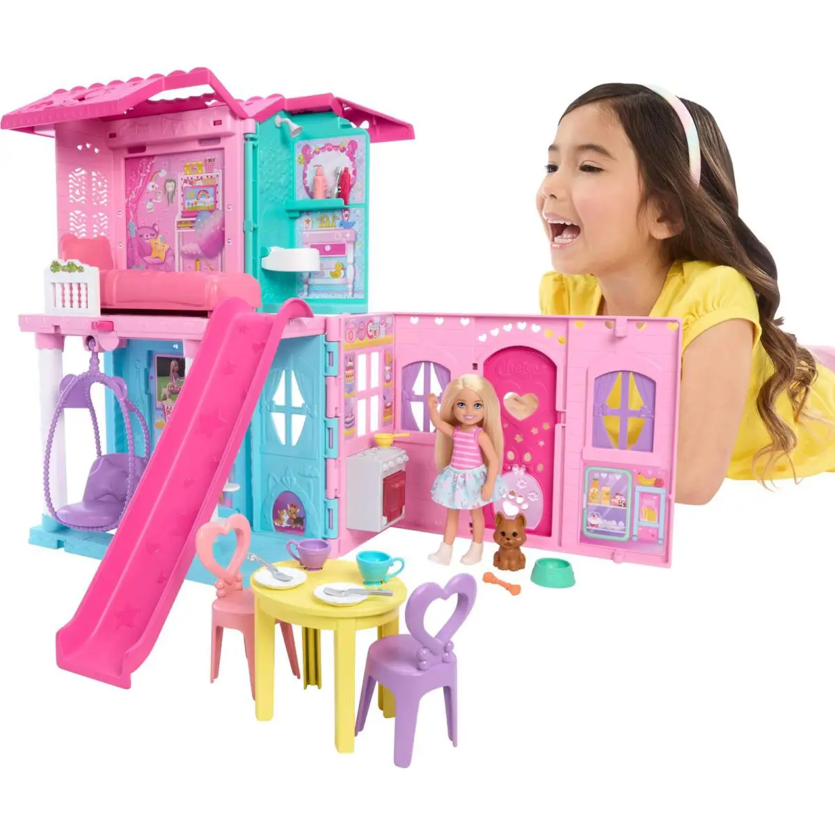 Barbie Chelsea Toy Dollhouse with 15+ Accessories Pop-up House Expands