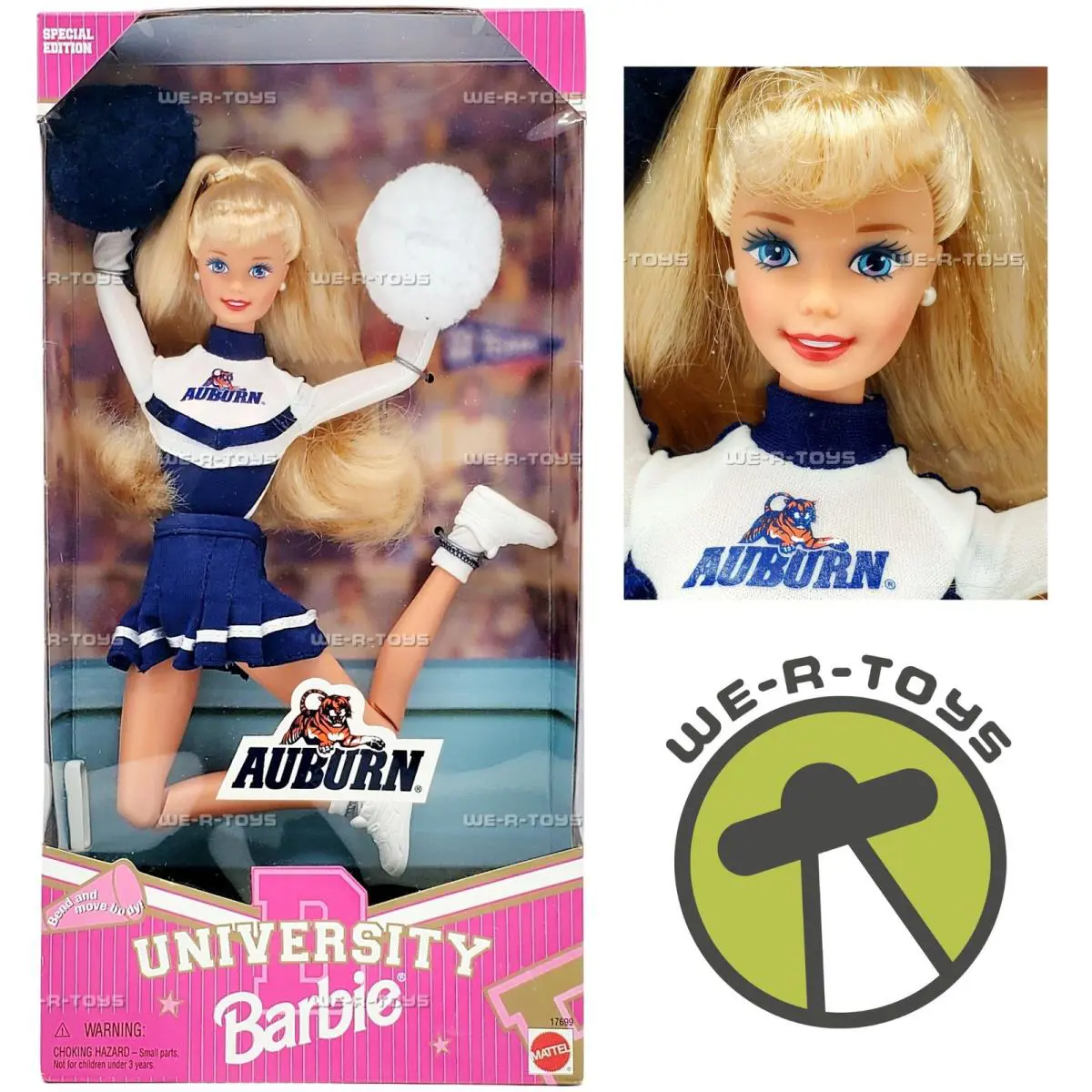 University Barbie Auburn Cheerleader Doll Special Edition 1996 Mattel 17699