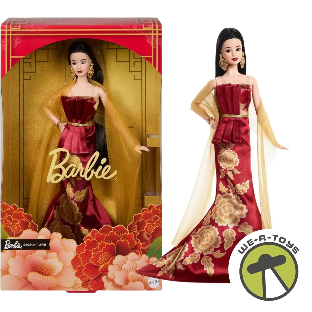 Mattel Barbie Signature Collector Edition Lunar Year Doll Red Floral Dress