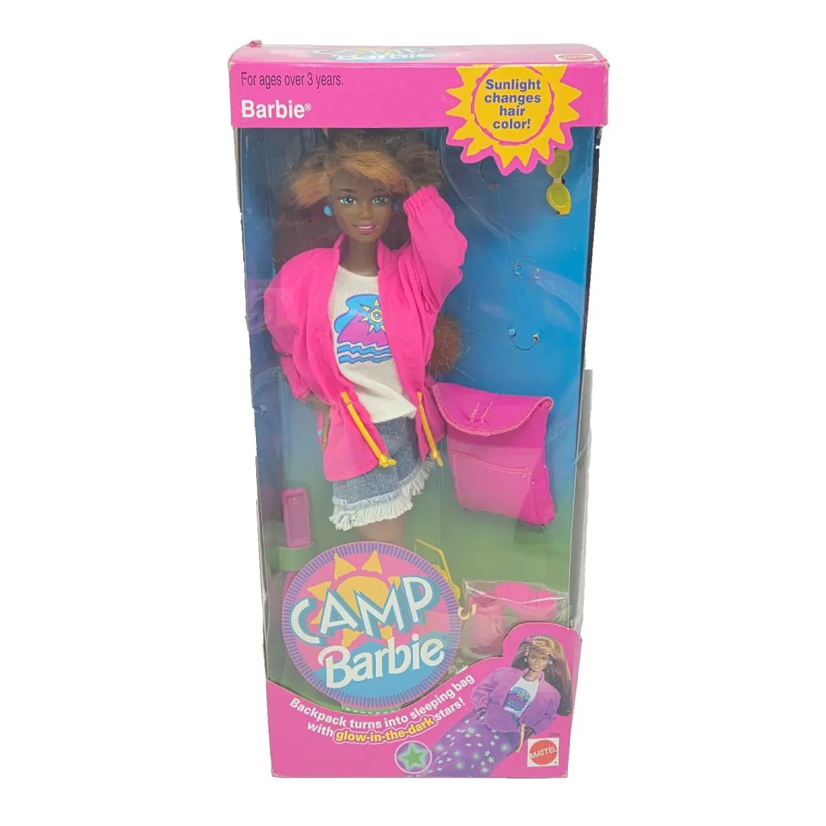 Vintage 1993 Camp Barbie Black Doll Nrfb Glow IN The Dark 11831