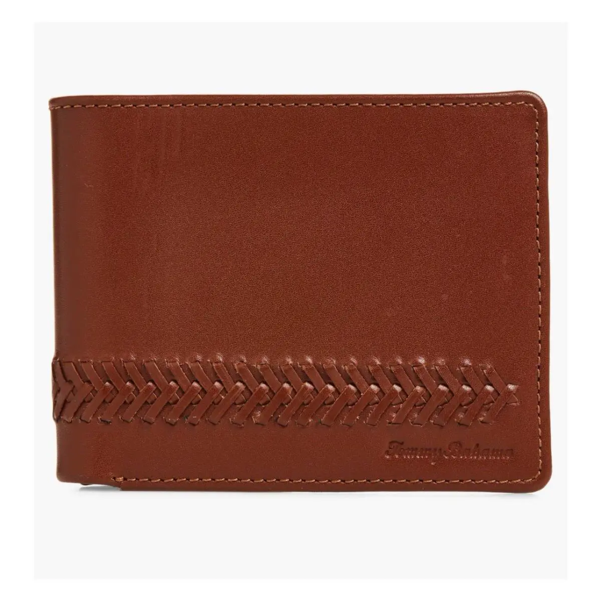Tommy Bahama Men’s Tan Leather Lace Details Bifold Wallet Gift