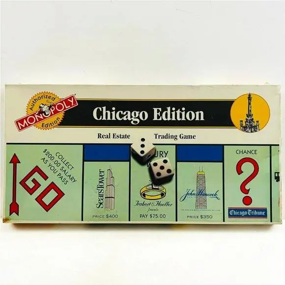 Vintage Monopoly Chicago Edition 2000 Authorized Edition Hasbro Board Game