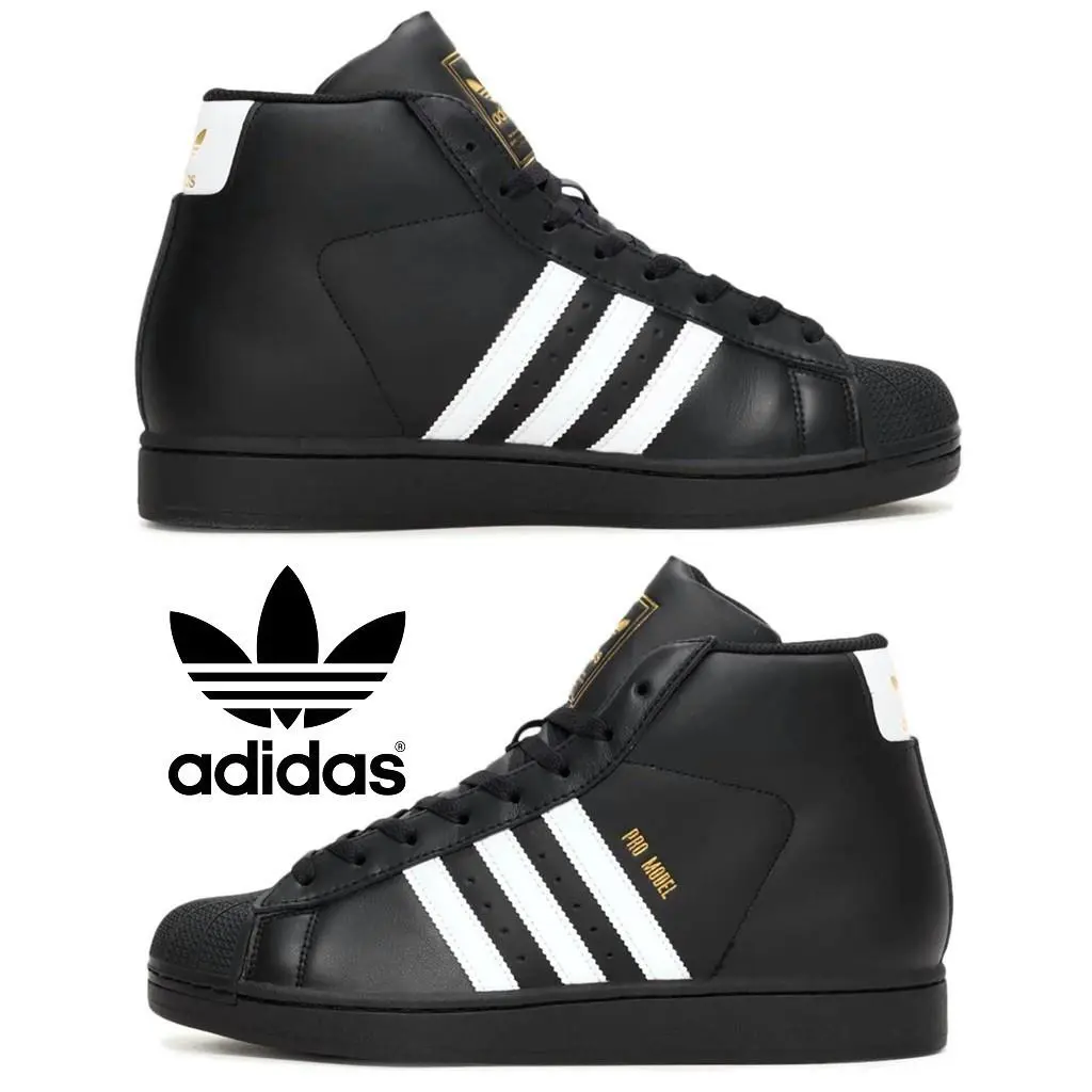Adidas Originals Pro Model Trainers Men`s Sneakers Walking Comfort Casual Shoes - Black, Manufacturer: Black | White