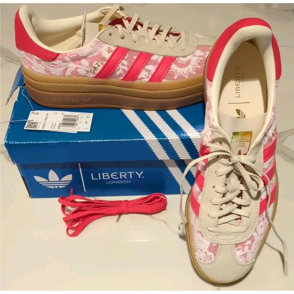 Adidas Gazelle Bold Liberty London Women US 9 JR8885 Scarlet Two Pairs Laces Box