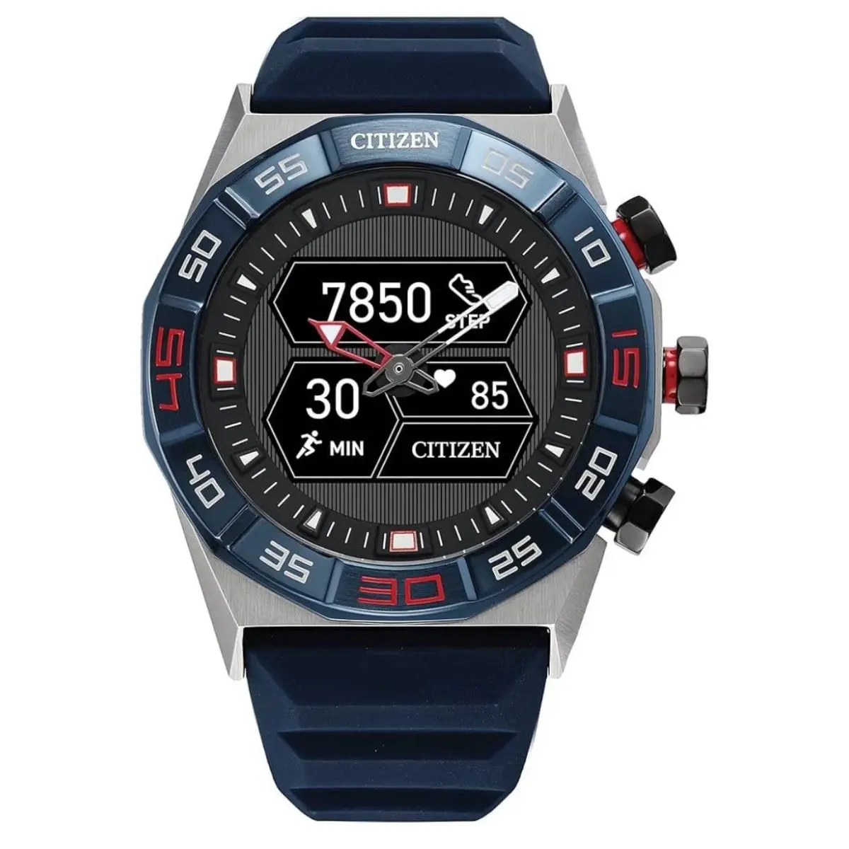 Citizen CZ Smart PQ2 Hybrid Sport Smartwatch Silicone Strap Watch JX2008-06E