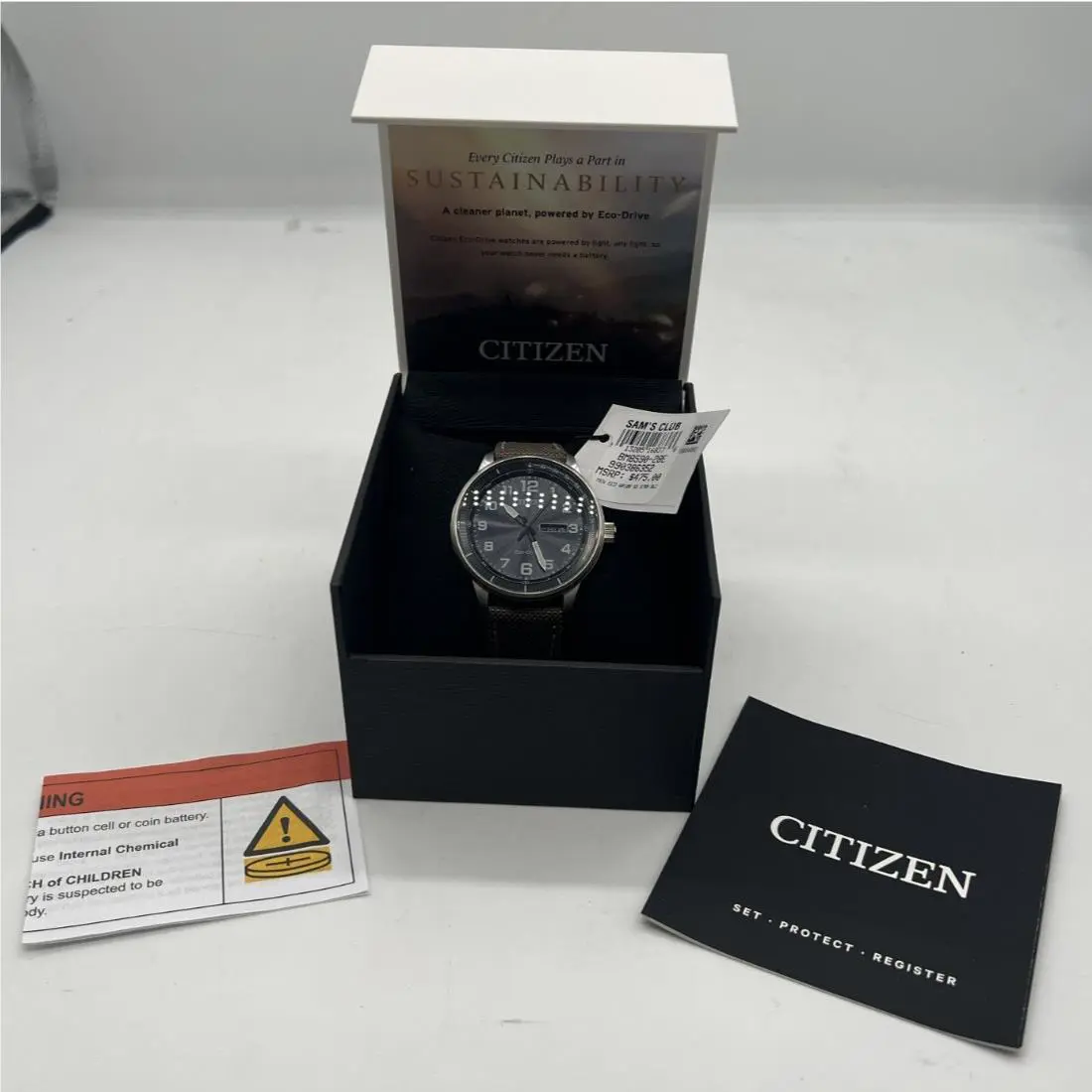 Citizen Eco-drive Weekender Analogue Green Nylon Watch 42mm