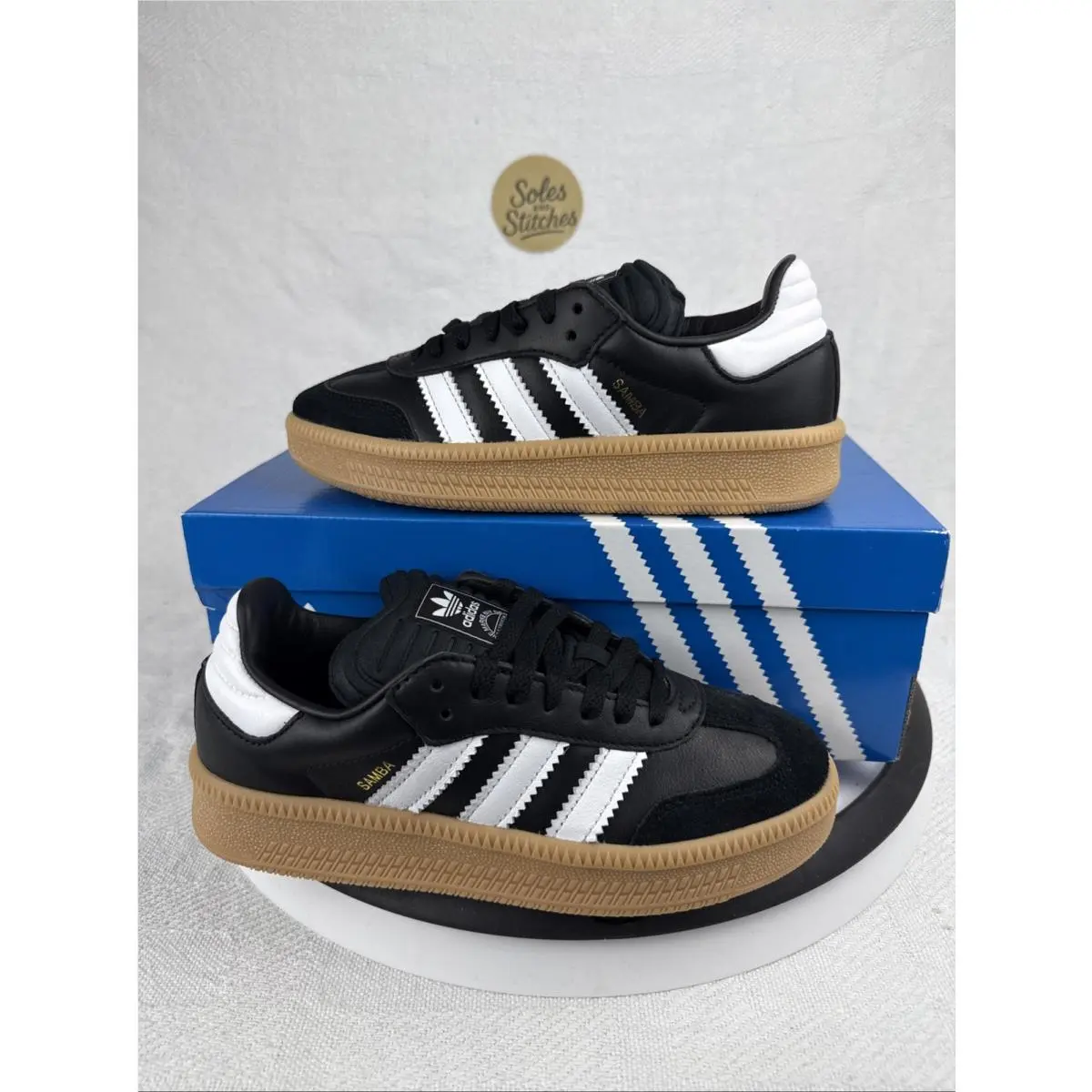 Size 4.5 - Adidas Samba Xlg J `black White Gum` JH6517 Sneakers Shoes GS