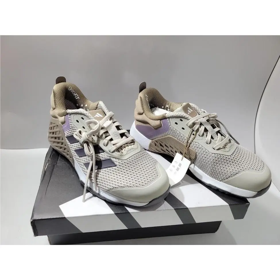 Adidas Dropset 3 Trainer Shoes Womens Size 7.5 Beige Purple Training Sneakers