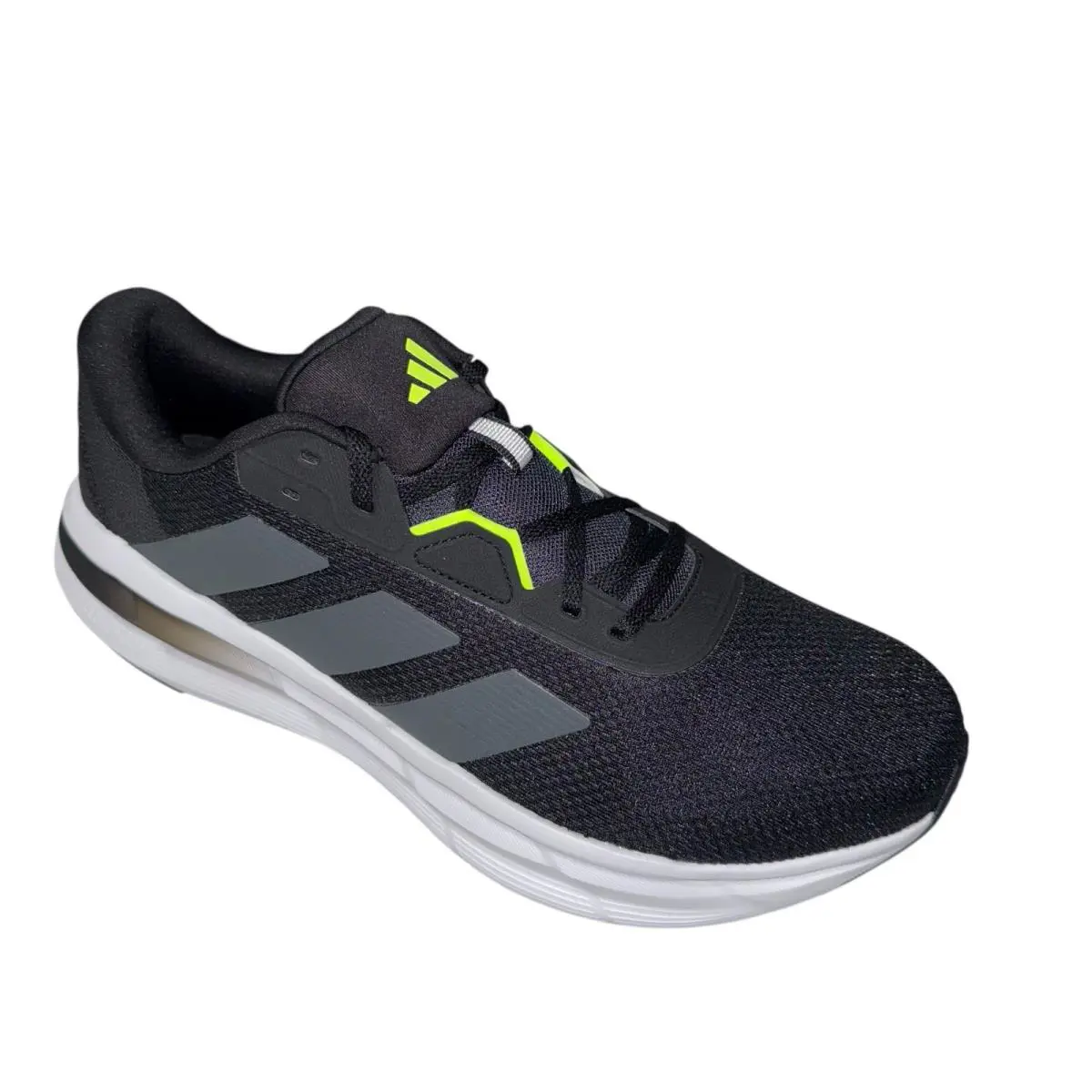 Adidas Men`s Galaxy 7 Core Black Lime Grey Road Running Shoes SZ/12 - Black