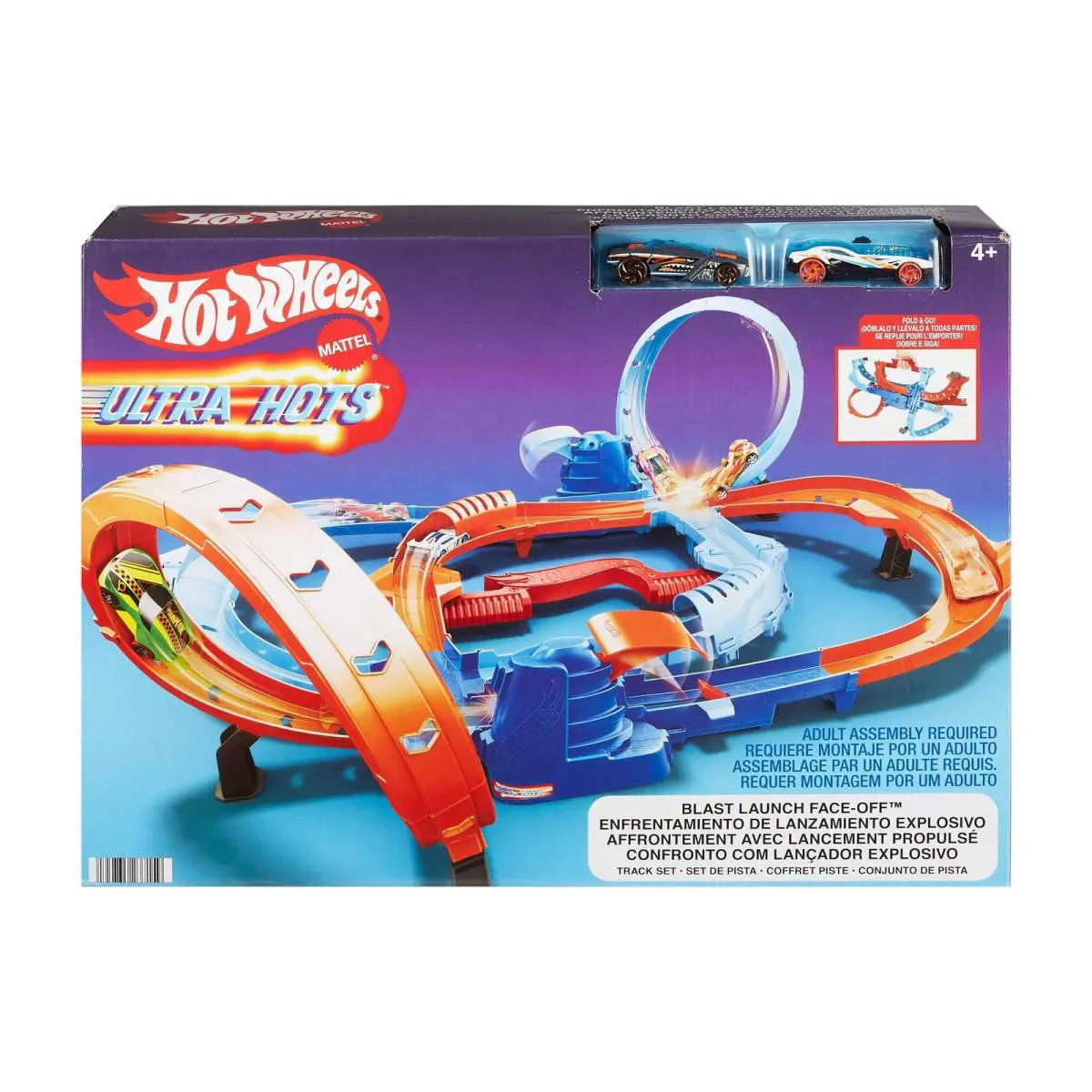 Launch Face-off Track Set: Hot Wheels Ultra Hots Blast with 2 1:64 Scale Cars