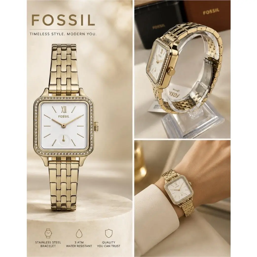 Fossil BQW3832 Colleen Three-hand Gold-tone Stainless Steel Watch For Women - Gold, Dial: White, Band: Gold