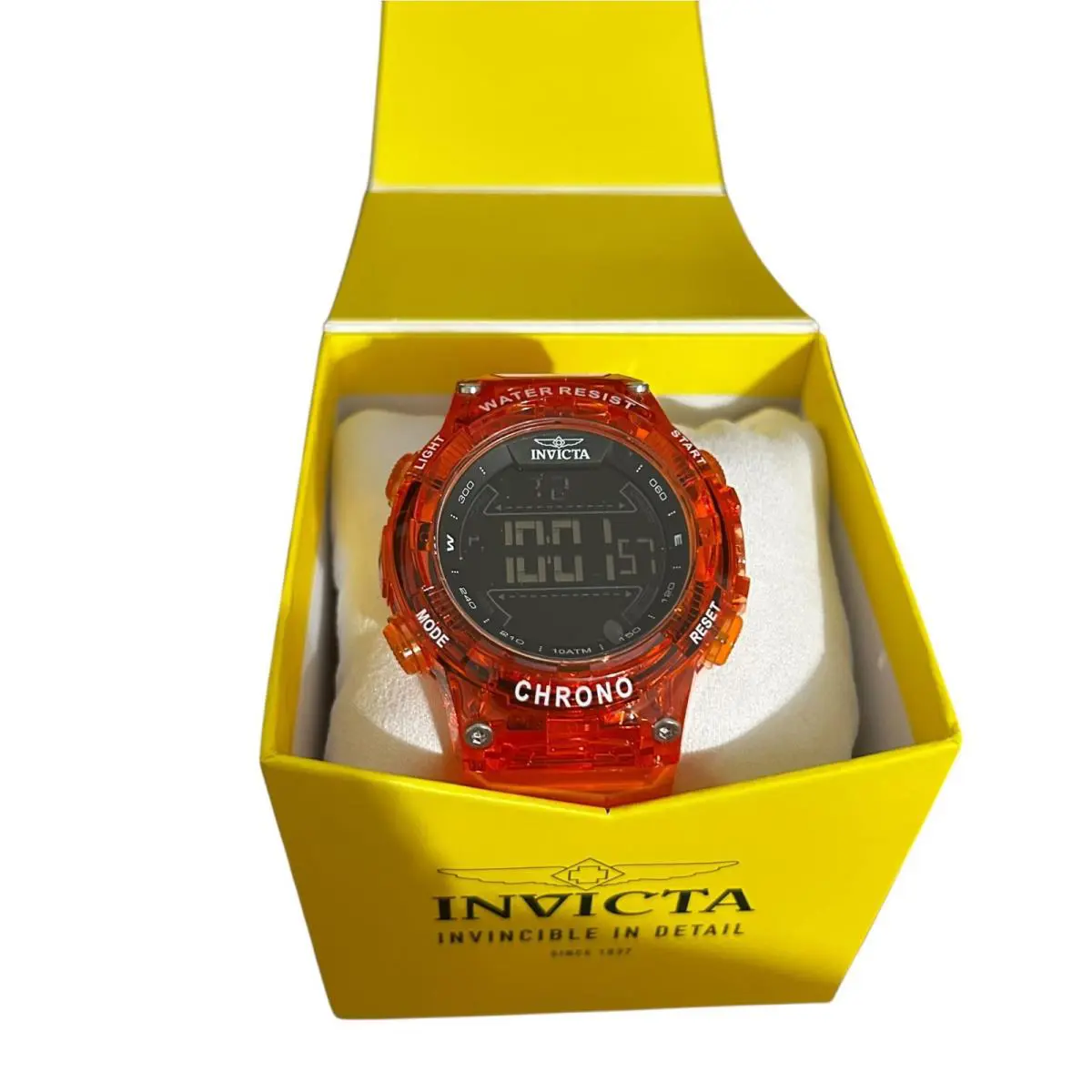 Racing Burnout Digital Men`s Watch - 52mm Multiple Colors Available Red Orange 0009 by Invicta
