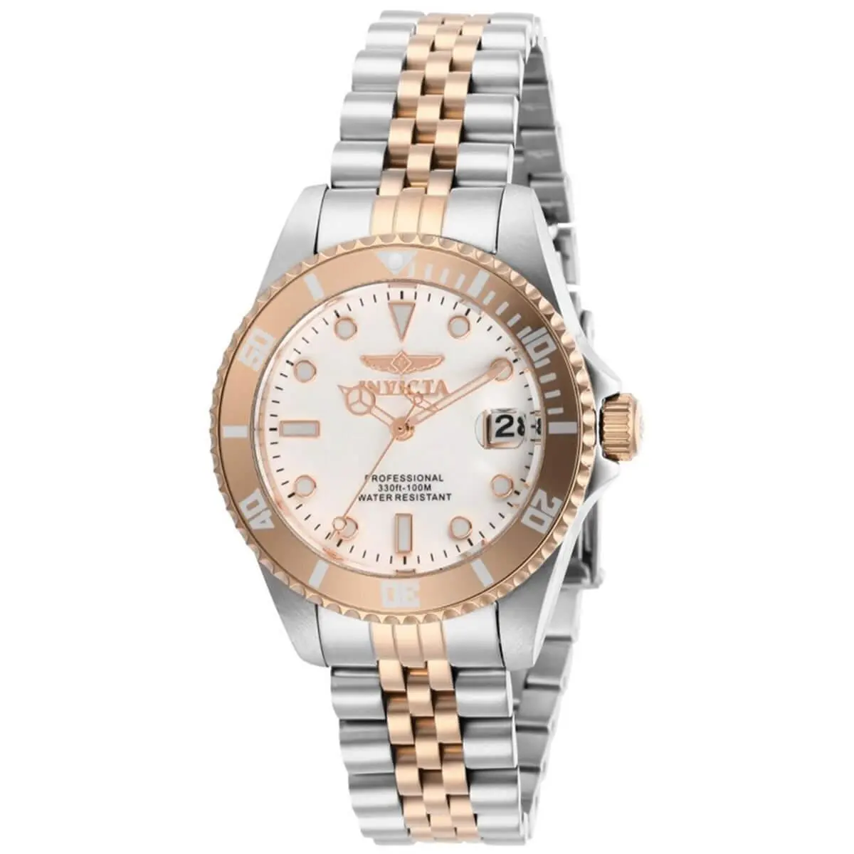 Women`s Watch Pro Diver Quartz White Dial Two Tone Steel Bracelet 29193 by Invicta