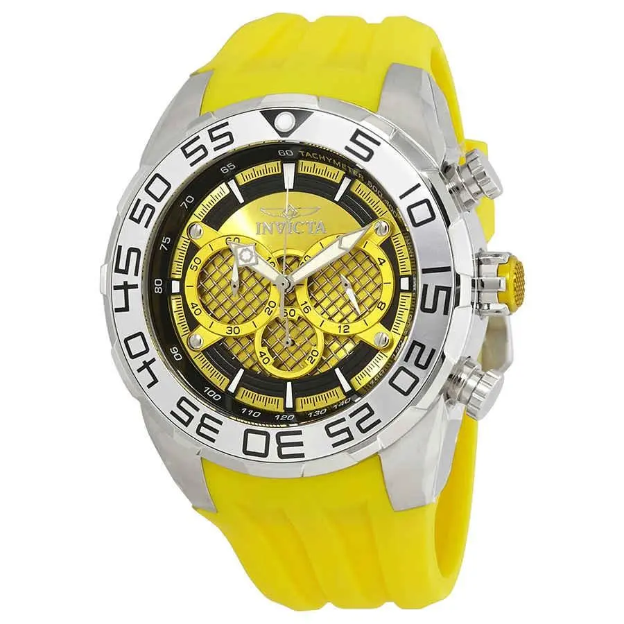 Invicta Speedway Chronograph Yellow Dial Men`s Watch 26298 - Dial: Yellow, Band: Yellow
