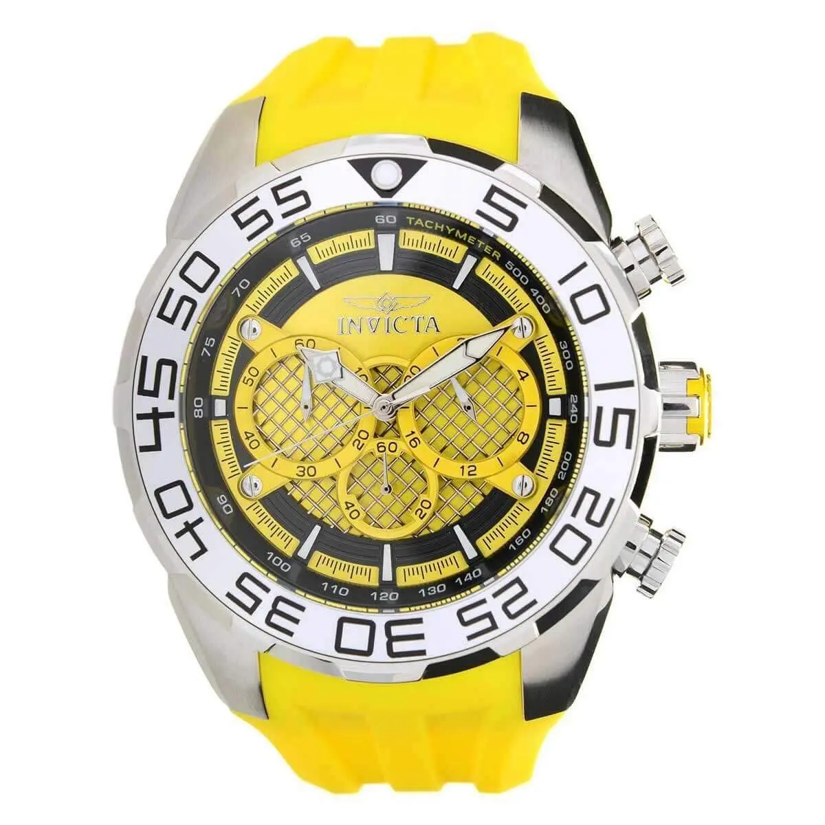 Invicta Men`s Chronograph Watch - Speedway Quartz Yellow Silicone Strap 26298