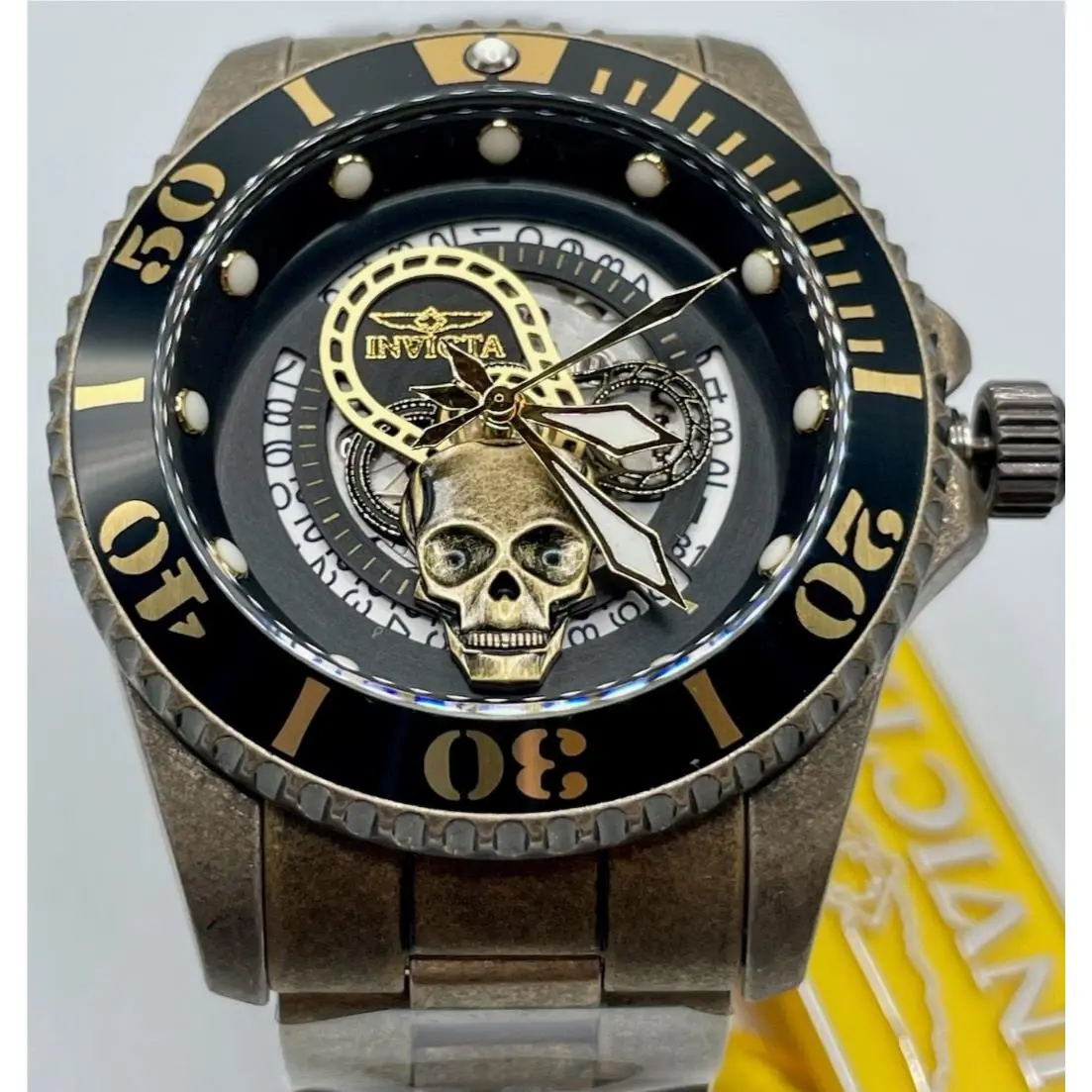 Pro Diver Pirate Skull Automatic Men`s Watch - 43mm Gold 46678 by Invicta