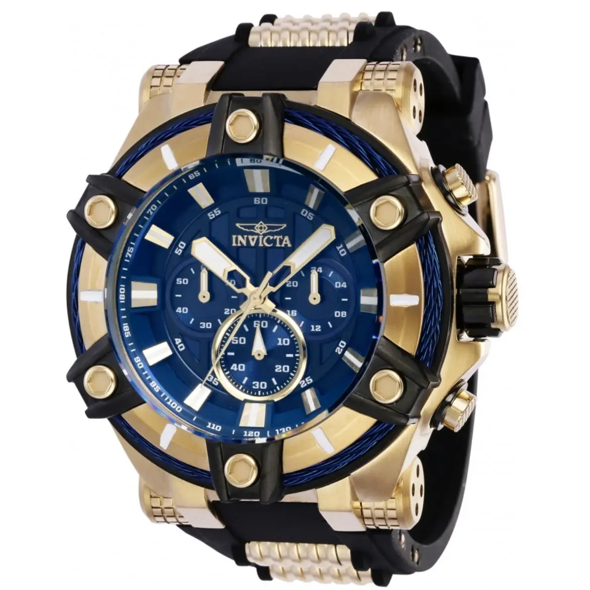 Invicta Bolt Surge Men`s 52mm Blue Dial Gold Chronograph Watch 39187