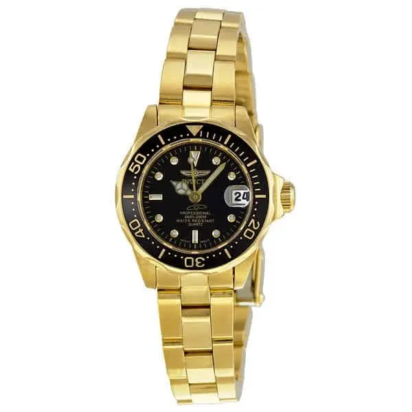 Pro Diver Gold-plated Black Dial Ladies Watch 8943 by Invicta