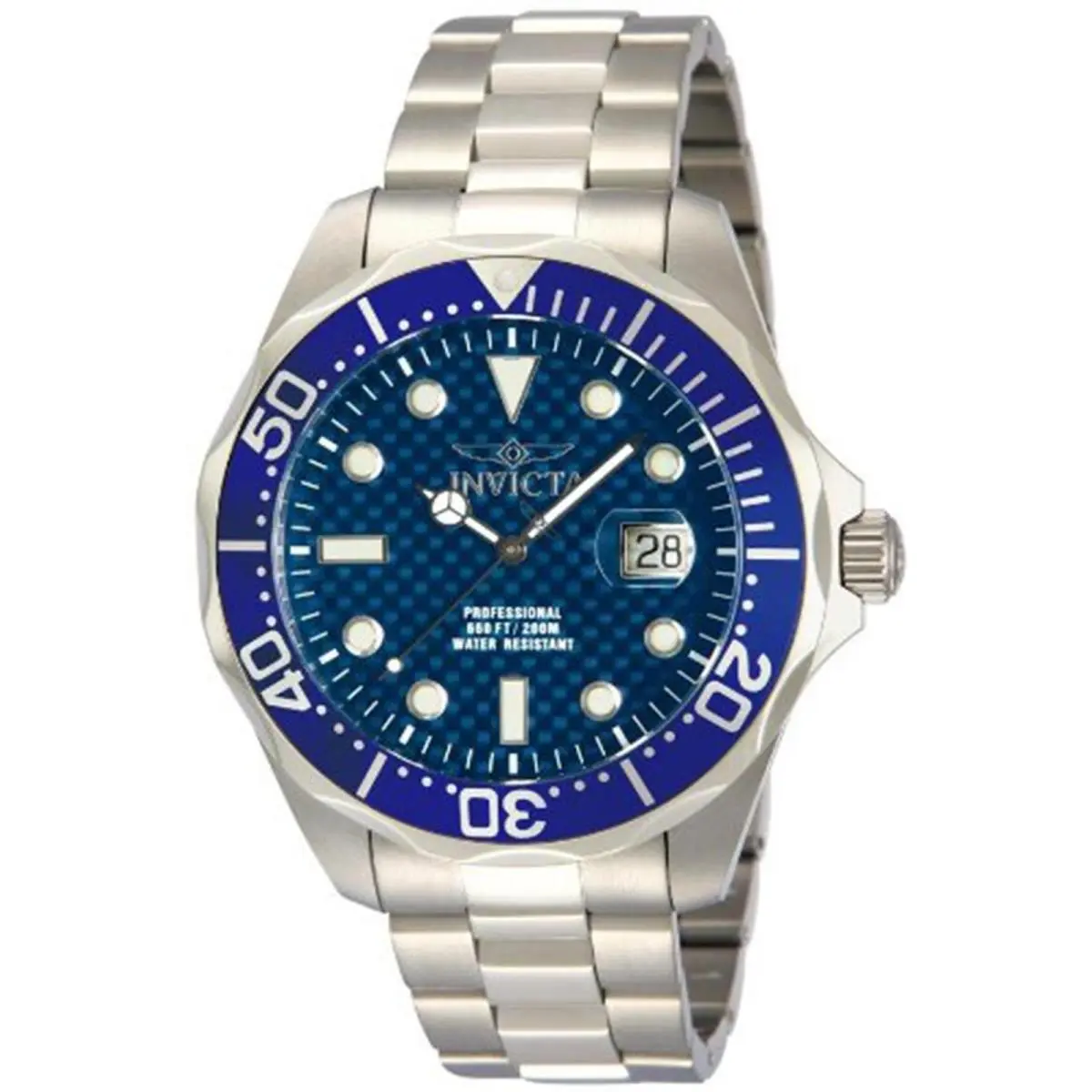 Invicta Men`s Watch Pro Diver Quartz Blue Dial Silver Tone Steel Bracelet 12563 - Dial: Blue, Band: Silver