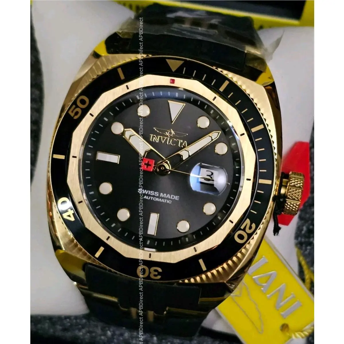 Invicta - Swiss Made 8040.N Gold Plated - Sapphire 52mm - Mens Watch