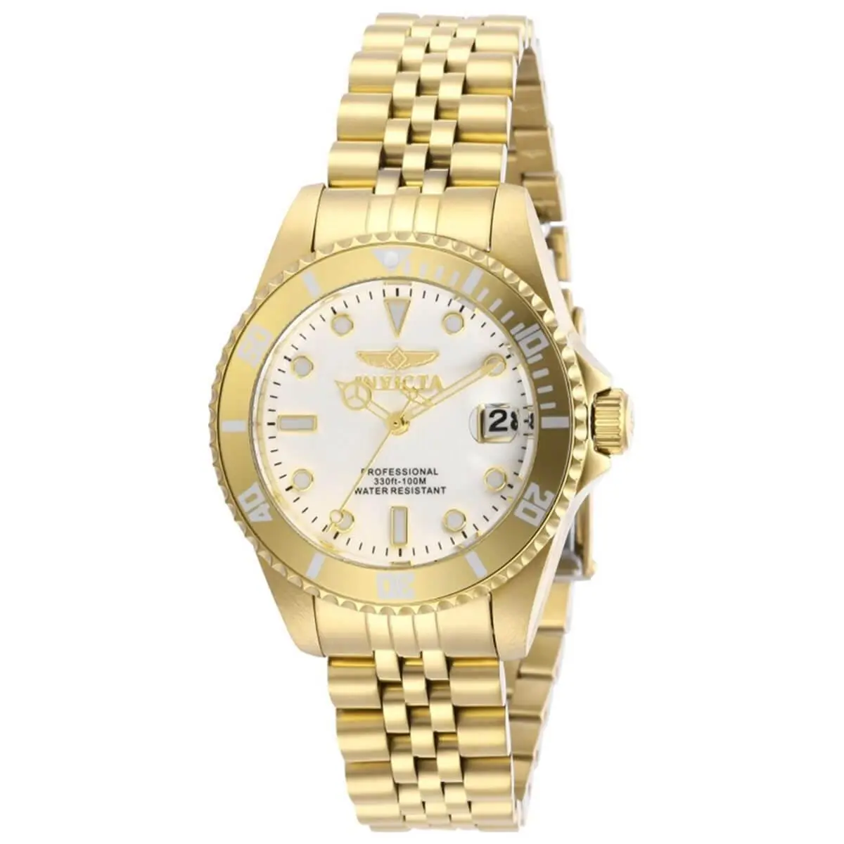 Women`s Watch Pro Diver Quartz White Dial Yellow Gold Bracelet 29192 by Invicta