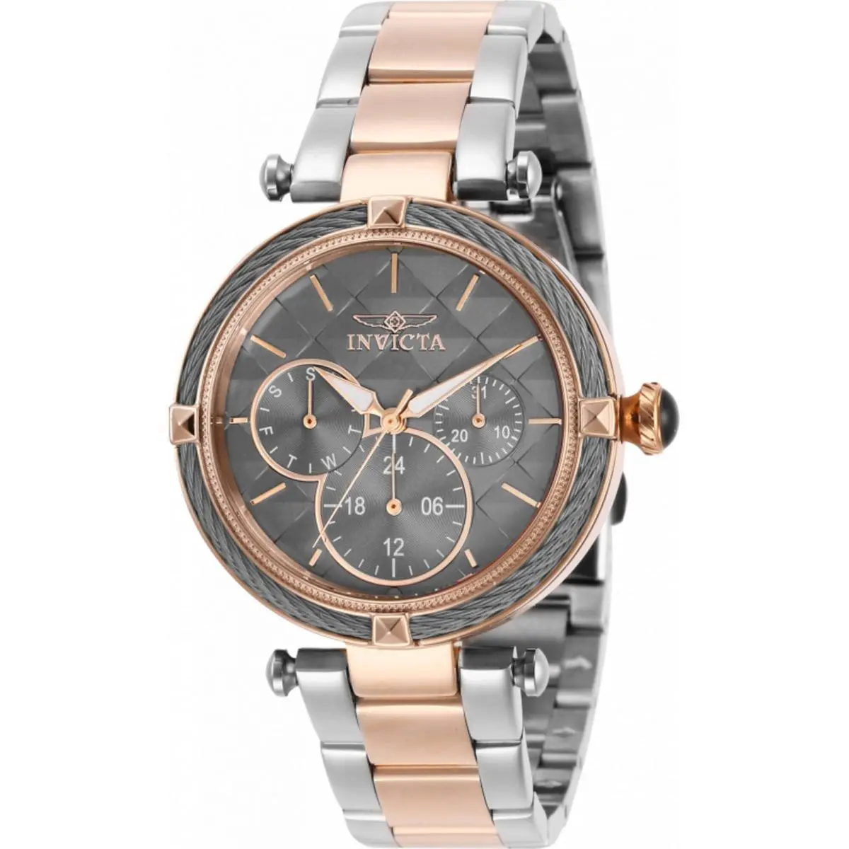 Invicta Women`s Watch Bolt Chrono Gunmetal Dial Two Tone Steel Bracelet 28963