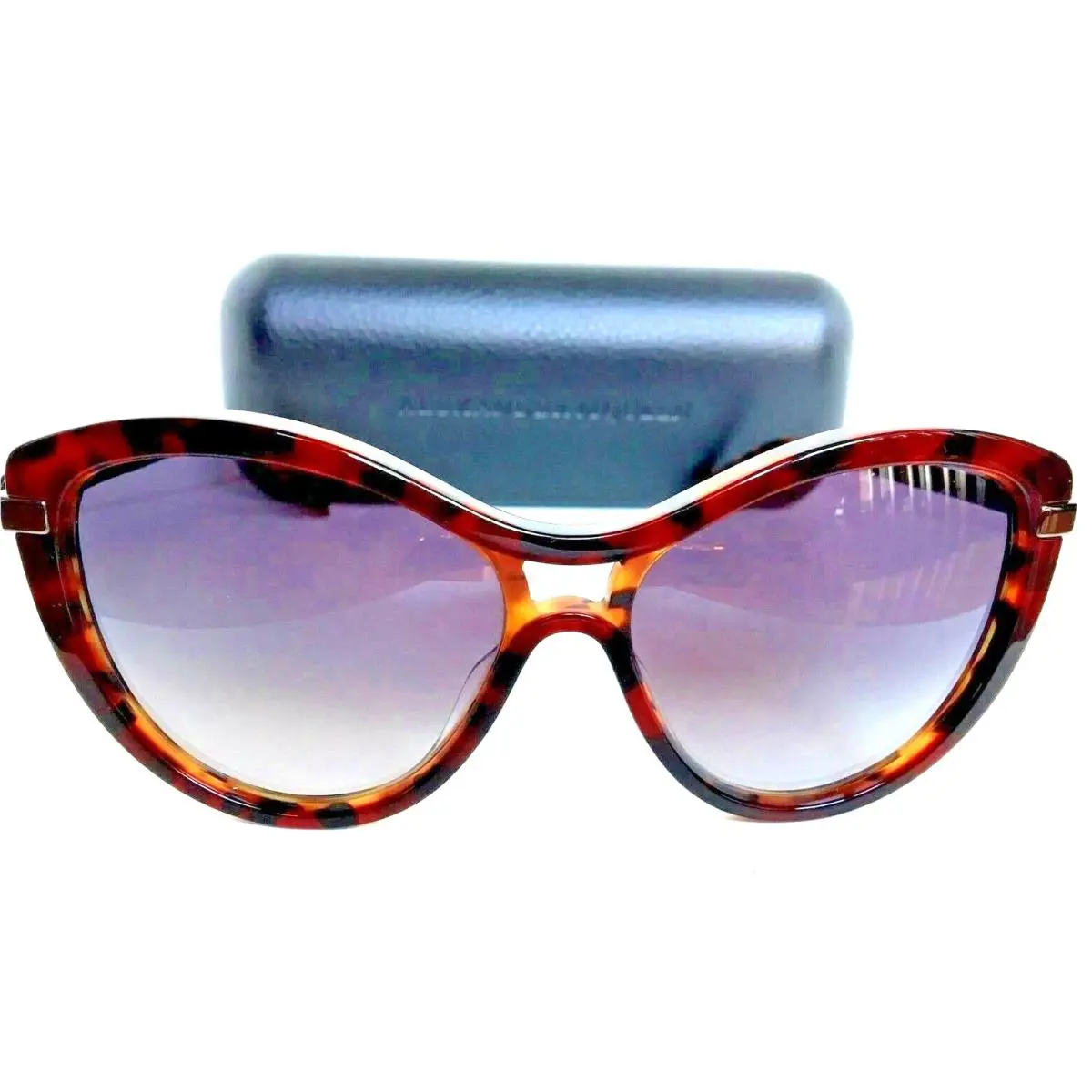 Alexander Mcqueen AM0021S 03 Tortoise Cats Eye Skull Women`s Sunglasses by Alexander McQueen