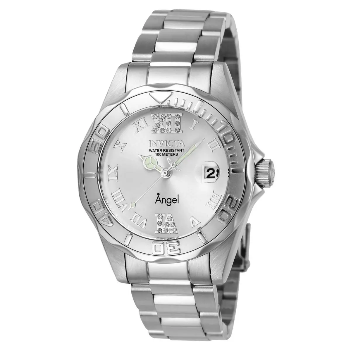 Invicta Women`s Watch Angel Silver Tone Dial Stainless Steel Bracelet Dive 14396