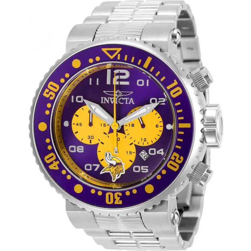 Invicta Nfl Minnesota Vikings Chronograph Quartz Men`s Watch 30274