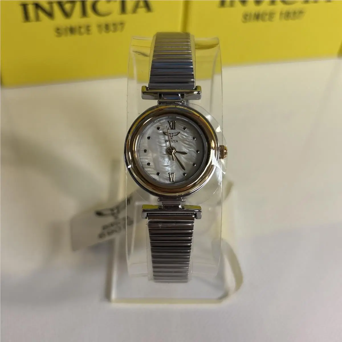 Invicta Angel Lady 69075 Stainless Steel Round Bezel Mother of Pearl Dial