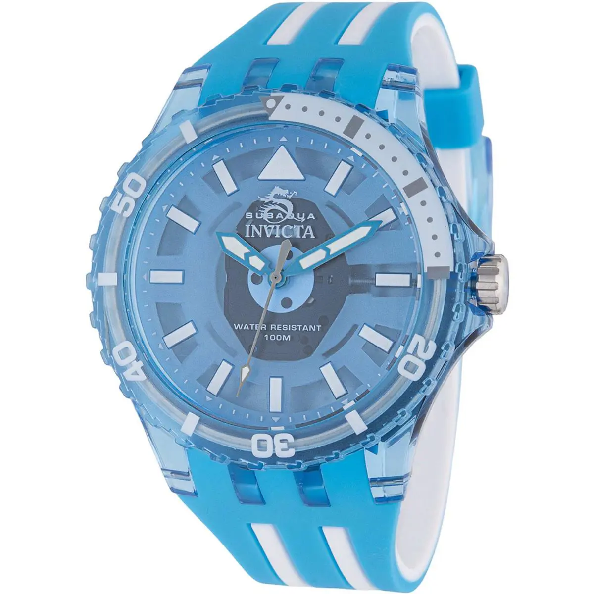 Invicta Men`s Watch Subaqua Quartz Blue and White Silicone Rubber Strap 69449