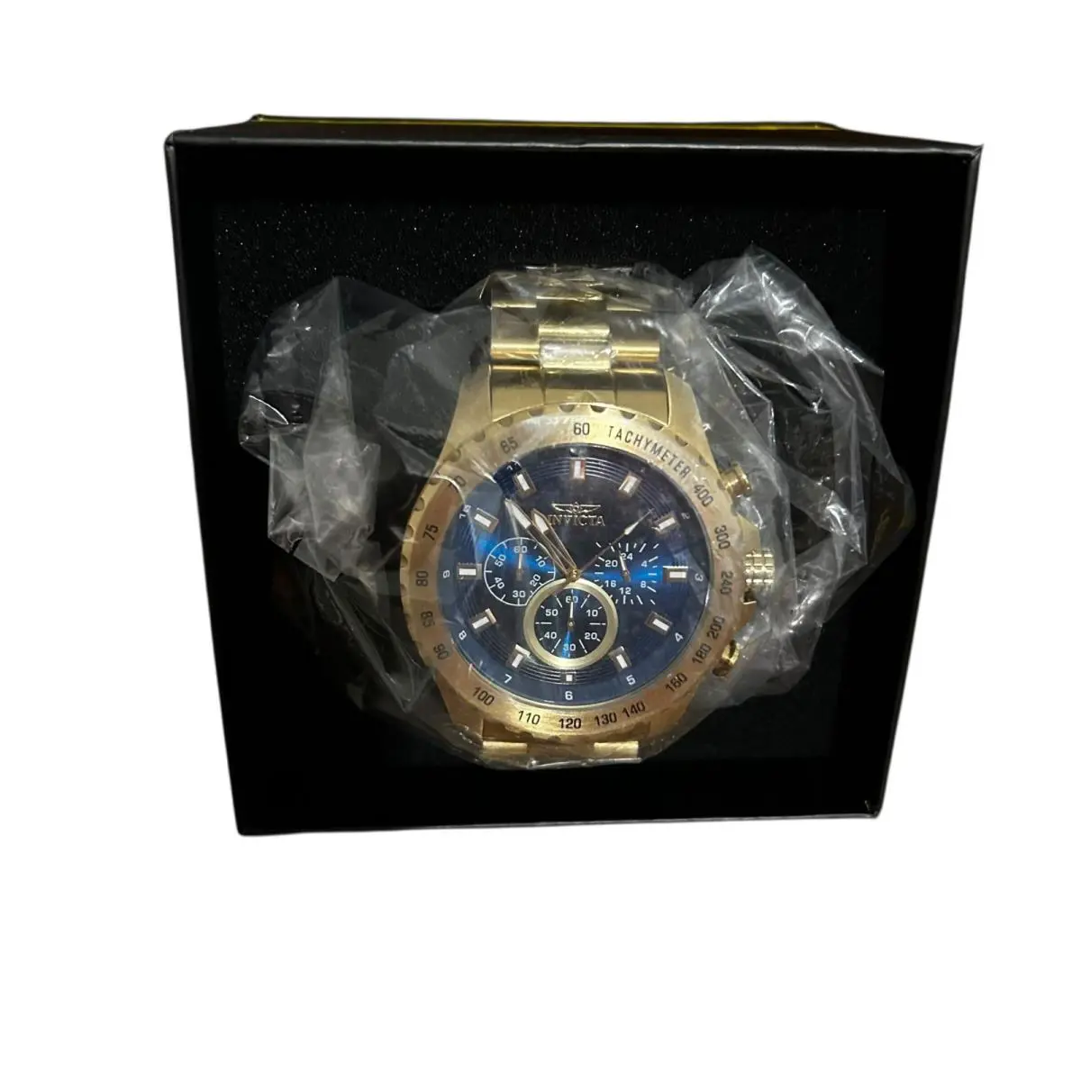 Invicta Speedway Men`s Watch - 48mm Gold Blue Dial Gold Bezel 24213