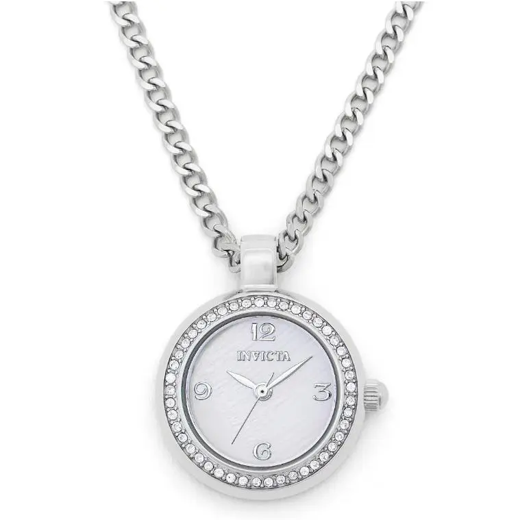 Mini Angel 49931 Pendant Watch Necklace Silver Mop Crystal Women`s by Invicta