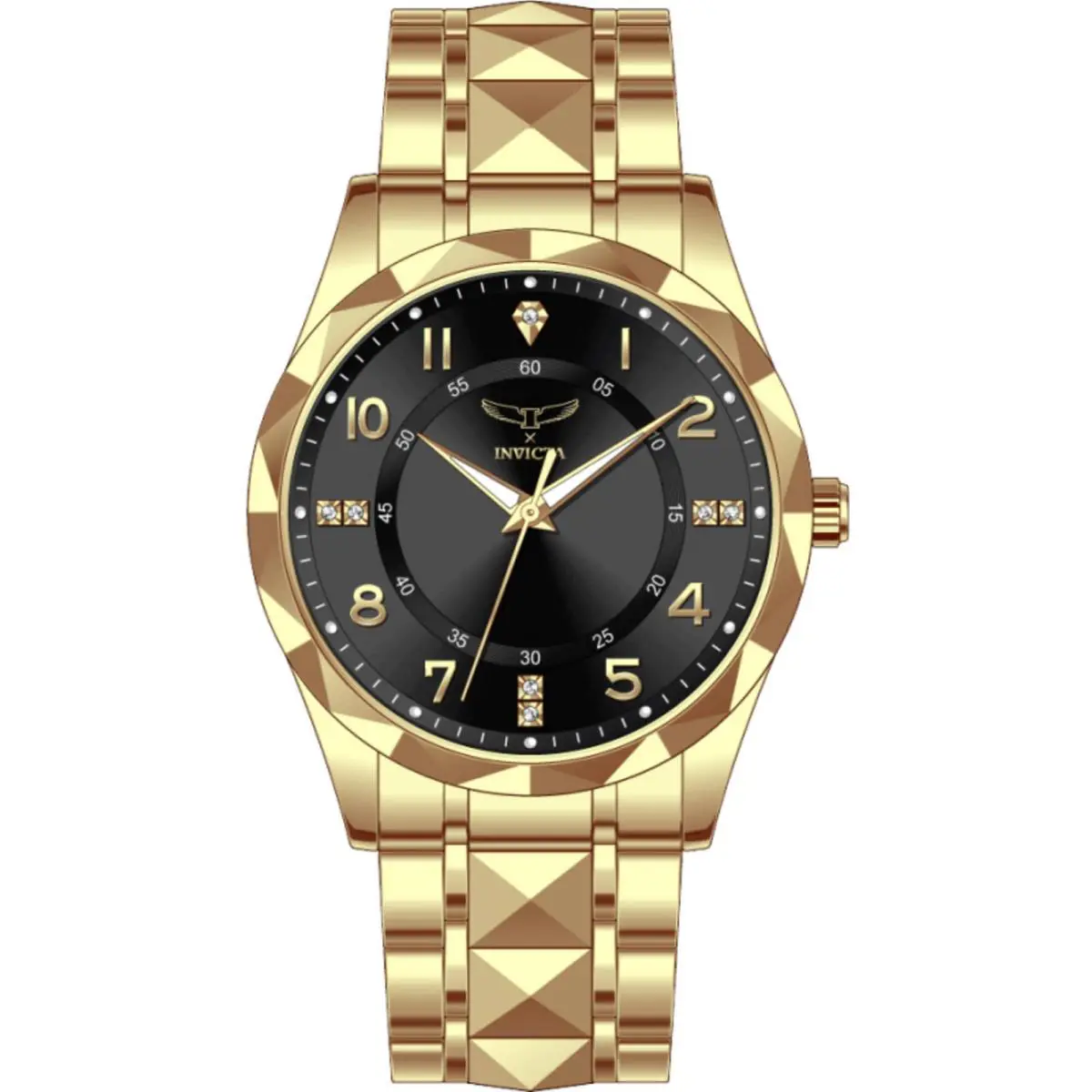 Invicta Men`s Watch Specialty I by Invicta Black Dial Yellow Gold Bracelet 69019 - Dial: Black