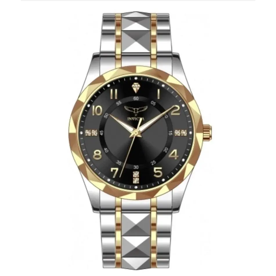 69024 Specialty 41mm Quartz Black Dial Two-tone Steel Bracelet 30M by Invicta