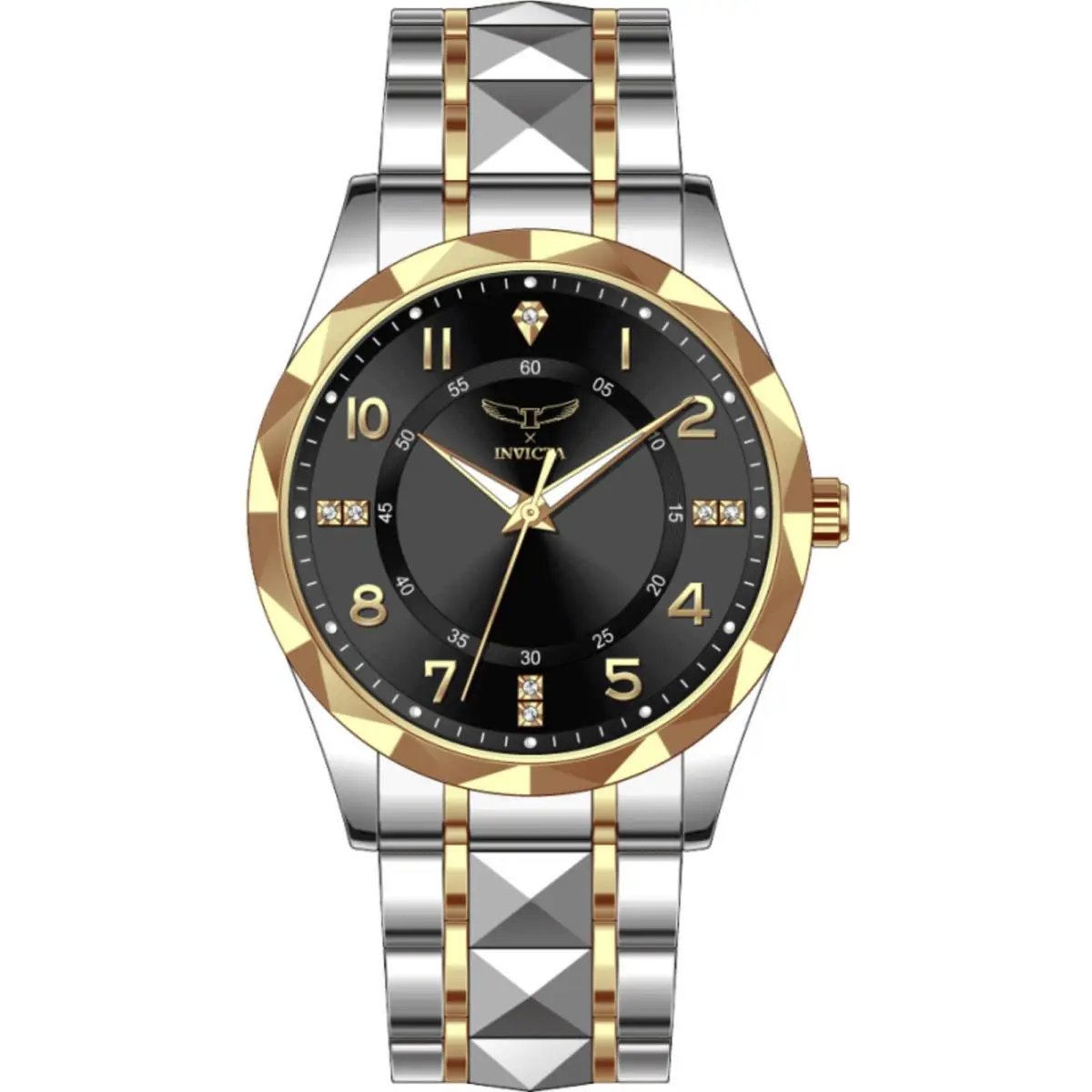 Invicta Men`s Watch Specialty I by Invicta Black Dial Two Tone Bracelet 69024