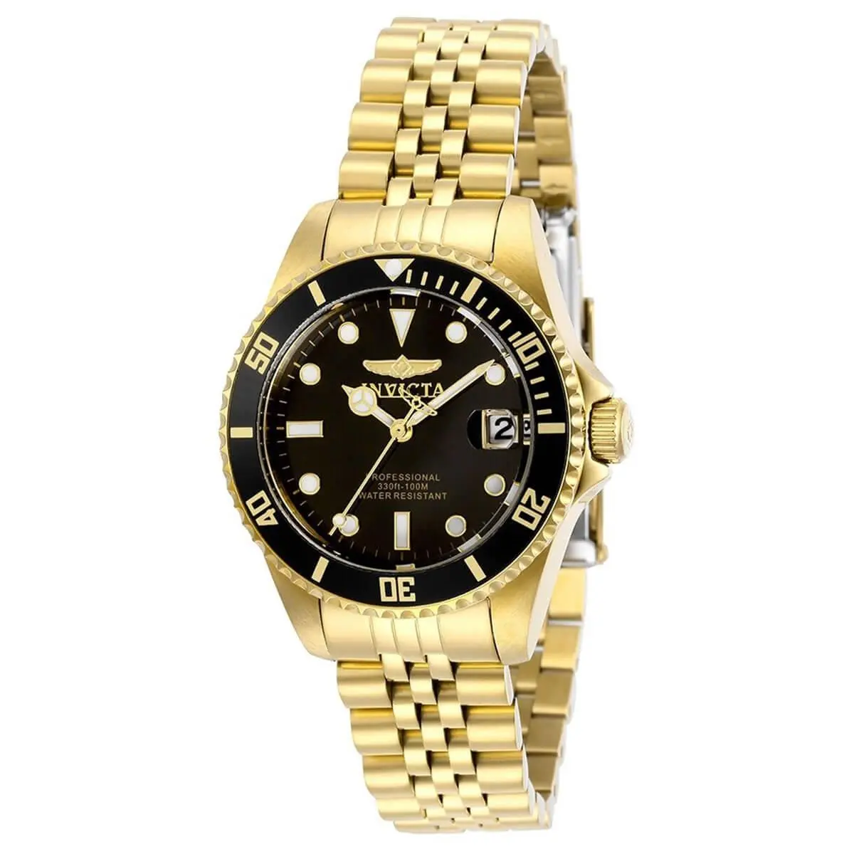 Women`s Watch Pro Diver Quartz Black Dial Yellow Gold Bracelet 29190 by Invicta
